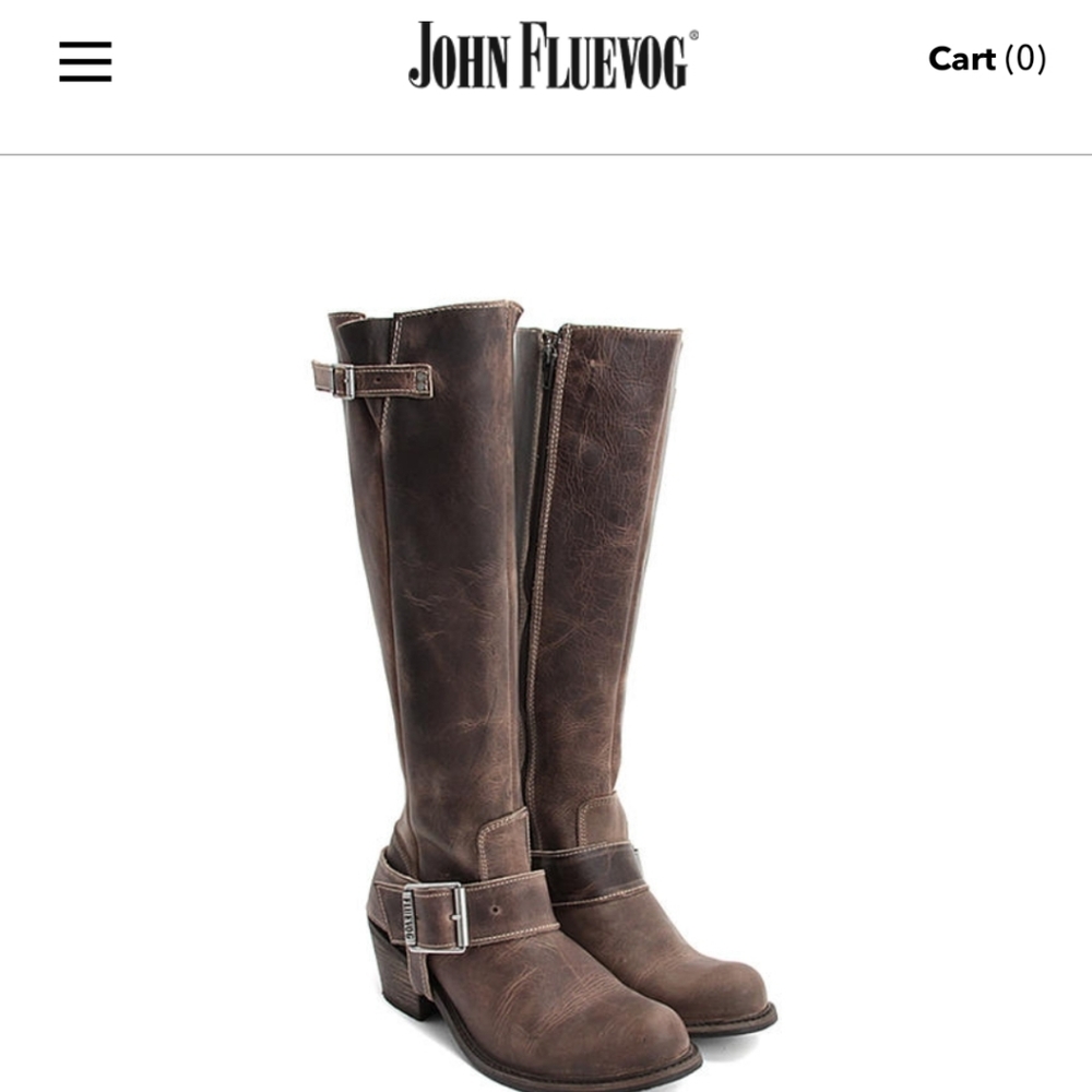 Fluevog Adriana Luna Tall Buckled Boot Sz 7 Brown